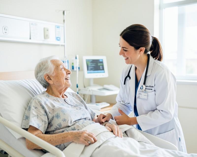 Doctor caring for an elderly patient at Noble Life Hospital